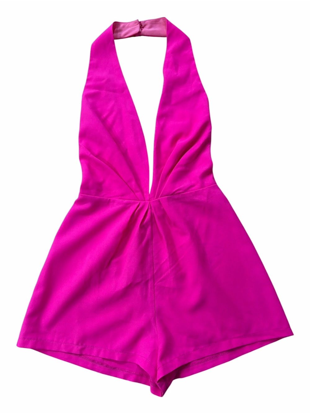L’ATISTE NWT Hot Pink Halter V Neck Romper